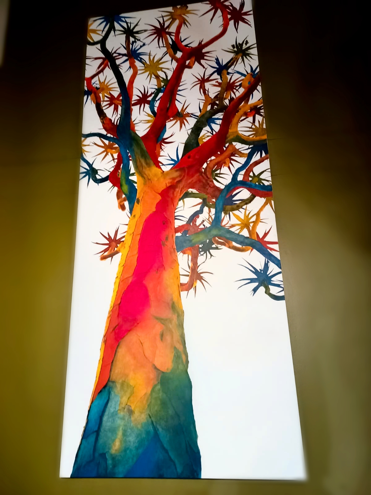 Painted baobab canvas on the wall of the house